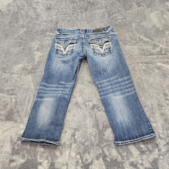 Vigoss The New York Capri Denim Jeans Womens 5/6 bling contrast stitching - Picture 7 of 12